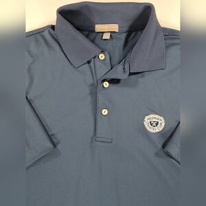 Medinah Peter Millar Summer Comfort Golf Polo Shirt Mens Large Solid Dark Blue